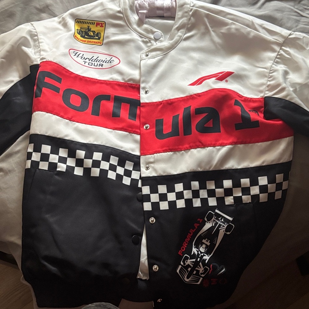 Hybrid Apparel Formula 1 Bomber Jacket - Red, Black, White